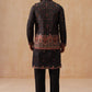 Printed Silk Blend Kurta with Matching Printed Waistcoat Set ( JOKPWCS 5301 Black ) [FF] [P-7-8]