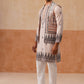 Printed Silk Blend Kurta with Matching Printed Waistcoat Set ( JOKPWCS 5301 Cream ) [FF] [P-7-8]