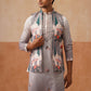 Printed Silk Blend Kurta with Matching Printed Waistcoat Set ( JOKPWCS 5301 Grey ) [FF] [P-7-8]