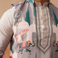 Printed Silk Blend Kurta with Matching Printed Waistcoat Set ( JOKPWCS 5301 Grey ) [FF] [P-7-8]