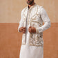 Embroidered Waistcoat and Kurta Pyjama For Men ( JOKPWCS 5302 White )