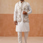 Embroidered Waistcoat and Kurta Pyjama For Men ( JOKPWCS 5302 White )