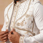 Embroidered Waistcoat and Kurta Pyjama For Men ( JOKPWCS 5302 White )