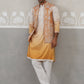 Embroidered Mustard Nehru Jacket with Kurta Pyjama Set ( JOKPWCS 5322 Mustard ) [FF] [I-3]