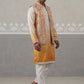 Embroidered Mustard Nehru Jacket with Kurta Pyjama Set ( JOKPWCS 5322 Mustard ) [FF] [I-3]