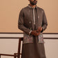 Embroidered Nehru Jacket with Kurta Pyjama Set (JOKPWCS 5367 Brown ) [FF] [A-6-7]