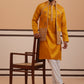 Mustard Embroidered Nehru Jacket & Kurta Pyjama Set ( JOKPWCS 5368 Mustard ) [FF] [A-1-4]