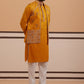 Mustard Embroidered Nehru Jacket & Kurta Pyjama Set ( JOKPWCS 5368 Mustard ) [FF] [A-1-4]
