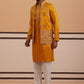 Mustard Embroidered Nehru Jacket & Kurta Pyjama Set ( JOKPWCS 5368 Mustard ) [FF] [A-1-4]