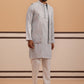 Blue Embroidered Nehru Jacket & Kurta Pyjama Set (JOKPWCS 5370 Blue ) [FF] [I-3]