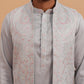 Blue Embroidered Nehru Jacket & Kurta Pyjama Set (JOKPWCS 5370 Blue ) [FF] [I-3]