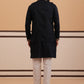 Black Threadwork Nehru Jacket with Kurta Pyjama (JOKPWCS 5376 Black ) [FF] [A-1-4]
