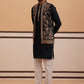 Black Threadwork Nehru Jacket with Kurta Pyjama (JOKPWCS 5376 Black ) [FF] [A-1-4]