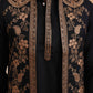Black Threadwork Nehru Jacket with Kurta Pyjama (JOKPWCS 5376 Black ) [FF] [A-1-4]