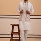 Ivory Embroidered Nehru Jacket Kurta Set for men (JOKPWCS 5377 White )