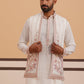 Ivory Embroidered Nehru Jacket Kurta Set for men (JOKPWCS 5377 White )