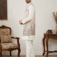 Embroidered Nehru Jacket with Kurta Pyjama Set ( 65KPWCS 592W 4153Peach )