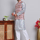 Printed Nehru Jacket & Kurta Pyjama Set ( JOKPWC 5148B 4122Blue )