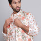 Printed Nehru Jacket & Kurta Pyjama Set ( JOKPWC 5148C 4122Cream )