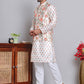 Printed Nehru Jacket & Kurta Pyjama Set ( JOKPWC 5148C 4122Cream )