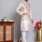 Printed Nehru Jacket & Kurta Pyjama Set ( JOKPWC 5148C 4122Cream )