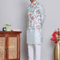 Printed Nehru Jacket & Kurta Pyjama Set ( JOKPWC 5148F 4122Firozi )