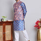 Printed Nehru Jacket & Kurta Pyjama Set ( JOKPWC 5148PK 4122Peacock )