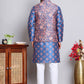 Printed Nehru Jacket & Kurta Pyjama Set ( JOKPWC 5148PK 4122Peacock )
