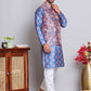 Printed Nehru Jacket & Kurta Pyjama Set ( JOKPWC 5148PK 4122Peacock )