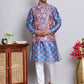 Printed Nehru Jacket & Kurta Pyjama Set ( JOKPWC 5148PK 4122Peacock )