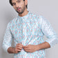 Printed Nehru Jacket & Kurta Pyjama Set ( JOKPWC 5148S 4122Sky )