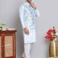 Printed Nehru Jacket & Kurta Pyjama Set ( JOKPWC 5148S 4122Sky )