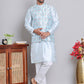 Printed Nehru Jacket & Kurta Pyjama Set ( JOKPWC 5148S 4122Sky )