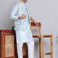 Printed Nehru Jacket & Kurta Pyjama Set ( JOKPWC 5148S 4122Sky )