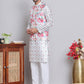 Printed Nehru Jacket & Kurta Pyjama Set ( JOKPWC 5148W 4122White )