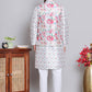 Printed Nehru Jacket & Kurta Pyjama Set ( JOKPWC 5148W 4122White )