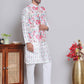Printed Nehru Jacket & Kurta Pyjama Set ( JOKPWC 5148W 4122White )