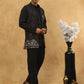 Men Solid Kurta Pyjama with Velvet Waistcoat ( 65KPWC 5509B 4148Black )