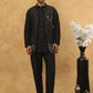 Men Solid Kurta Pyjama with Velvet Waistcoat ( 65KPWC 5509B 4148Black )