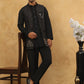 Men Solid Kurta Pyjama with Velvet Waistcoat ( 65KPWC 5509B 4148Black )