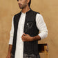 Men Solid Kurta Pyjama with Velvet Waistcoat ( 65KPWC 5509W 4148Black )