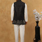 Men Solid Kurta Pyjama with Velvet Waistcoat ( 65KPWC 5509W 4148Black )