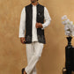 Men Solid Kurta Pyjama with Velvet Waistcoat ( 65KPWC 5509W 4148Black )