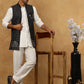Men Solid Kurta Pyjama with Velvet Waistcoat ( 65KPWC 5509W 4148Black )