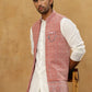 Men Solid Kurta Set with Velvet Embroidered Waistcoat ( 65KPWC 5509W 4149Magenta )