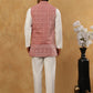 Men Solid Kurta Set with Velvet Embroidered Waistcoat ( 65KPWC 5509W 4149Magenta )