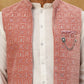 Men Solid Kurta Set with Velvet Embroidered Waistcoat ( 65KPWC 5509W 4149Magenta )