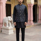 Men Ethnic Embossed Nehru Jacket Kurta Pyjama Set ( JOKPWC 5586B 4133Grey )