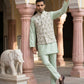 Men Ethnic Embossed Nehru Jacket Kurta Pyjama Set ( JOKPWC 5586Pi 4133Pista )