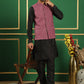 Men's Velvet Nehru Jacket With Solid Kurta Pyjama